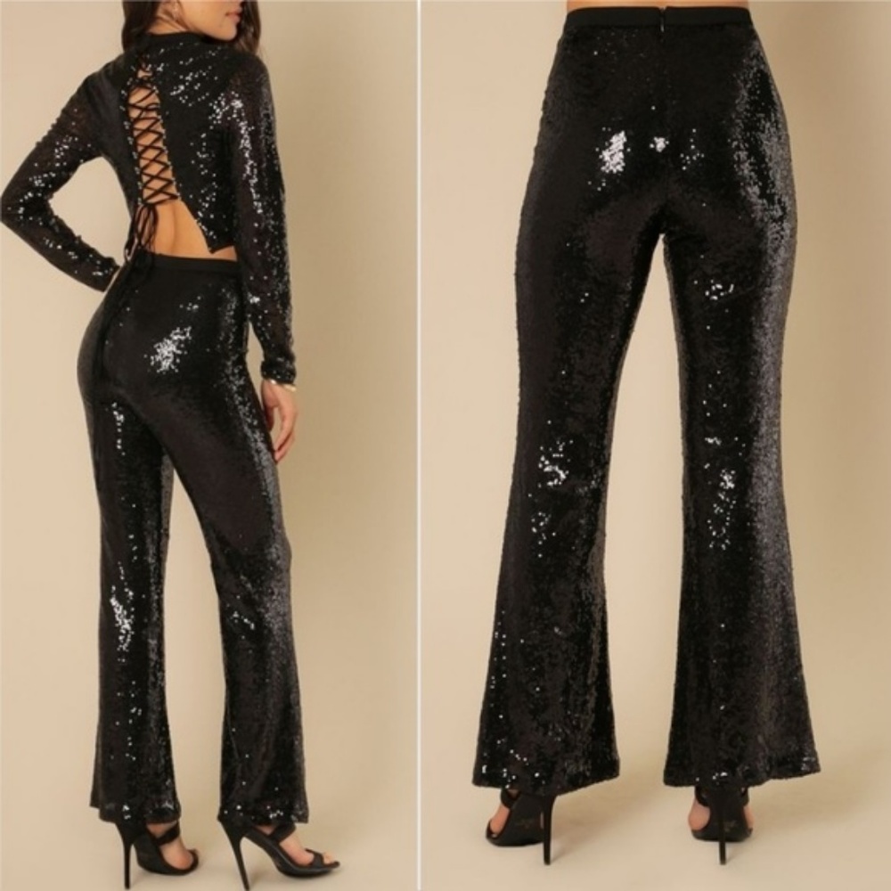 Black Sequin Pants - Picture 3 of 4